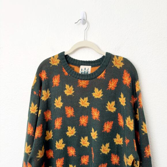 [Kiel James Patrick] Cozy Fall Leaf Wool Blend Crew Neck Sweater Unisex Size XXL - Picture 5 of 12
